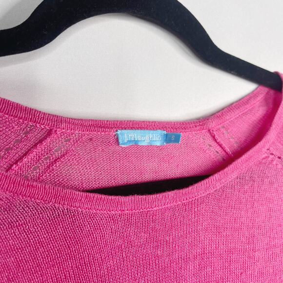 J McLaughlin Small Pink Linen Raglan Long Sleeve Sweater Lightweight Round Neck - Picture 8 of 9
